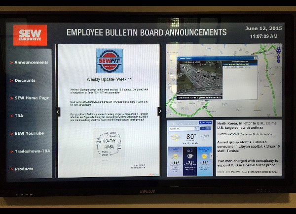 SEW Eurodrive Digital Bulletin Board - updated interface
